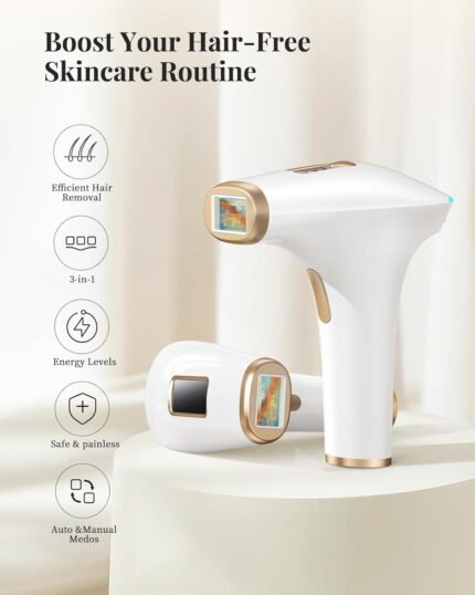 Haarlosy IPL Geräte Haarentfernung Laser - Schmerzfreie Haarentfernungsgerät mit 3 Erweiterte Funktionen HR/SC/RA, 9 Stufen, 999,900 Blitzen zu Hause für Frauen, Männer, Achseln, Bikini, Beine, Körper