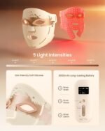 RENPHO LED-Rotlicht-Gesichtsmaske, Ein großartiges Valentinstagsgeschenke, Led Maske Gesicht Mit 324 LED-Lampen für eine umfassende Abdeckung des Gesichts, Drei Beleuchtungsmodi und kabelloses Design