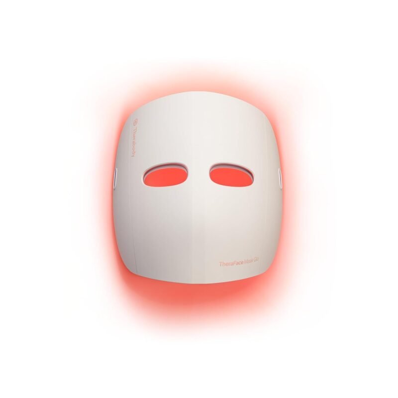 Therabody Mask Glo, LED Face Mask with Red, Blue, & Infared Light, Vibrating Massage, Cordless Design, Adjustable Straps, and USB-C Charging