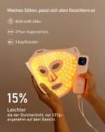 LED Maske Gesicht, Rotlicht Maske Gesicht, Vier Modi, drei Ebenen, Blaues Licht, Aufbewahrungstasche, Kopfband, Augenpolster, für Büro und Zuhause, Geschenk für Mutter, Mädchen (weiß)