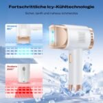 21J IPL Geräte Haarentfernung mit 8℃ Eiskühlsystem, Laser Haarentfernung 9 Stufen & 600 NM Rotlicht, LCD-Touchscreen IPL Haarentfernungsgerät für Frauen Männer, Gesicht Arm Bikinizone Körper, Gold