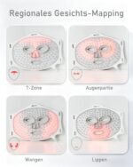 LED Maske Gesicht, Rotlicht Maske Gesicht, Vier Modi, drei Ebenen, Blaues Licht, Aufbewahrungstasche, Kopfband, Augenpolster, für Büro und Zuhause, Geschenk für Mutter, Mädchen (weiß)