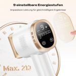 21J IPL Geräte Haarentfernung mit 8℃ Eiskühlsystem, Laser Haarentfernung 9 Stufen & 600 NM Rotlicht, LCD-Touchscreen IPL Haarentfernungsgerät für Frauen Männer, Gesicht Arm Bikinizone Körper, Gold