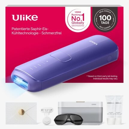 Ulike Air 3 Deluxe IPL Geräte Haarentfernung für Gesicht und Körper zu Hause, Alternative zur Laserhaarentfernung, Saphir-Eiskühl für dauerhafte haarentfernung, mit UV-Sterilisator & Aloe Gel, Lila