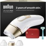 Braun Smart IPL Geräte Haarentfernung Silk·expert Pro 5 — Professionelle Dauerhafte Laser Haarentfernung für Zuhause, Designed in Germany — Inkl. Etui, Venus Rasierer, 3 Aufsätze — PL5321, Weiß/Gold