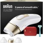 Braun Smart IPL Geräte Haarentfernung Silk·expert Pro 5 — Professionelle Dauerhafte Laser Haarentfernung für Zuhause, Designed in Germany — Inkl. Etui, Venus Rasierer, 3 Aufsätze — PL5321, Weiß/Gold