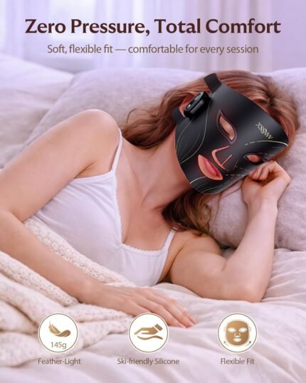 LED Maske Gesicht, Kabellos Lichttherapie Gesichtsmaske mit 4 Modi,für Anti-Aging,Hautklärung, Entzündungshemmend,Beruhigend,rote/blau LED,Aufladbar Rotlichtlampe Gesicht,Schönheitsgeschenke