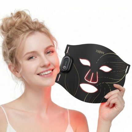 LED Maske Gesicht, Kabellos Lichttherapie Gesichtsmaske mit 4 Modi,für Anti-Aging,Hautklärung, Entzündungshemmend,Beruhigend,rote/blau LED,Aufladbar Rotlichtlampe Gesicht,Schönheitsgeschenke