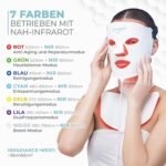 7 Farben LED-Gesichts- und Nackenmaske mit Nahinfrarot - Blaues, rotes Lichttherapiegerät für das Gesicht - 912 LEDs - Hautpflege-Werkzeug gegen die Hautalterung