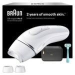 Braun Smart IPL Geräte Haarentfernung Silk·expert Pro 5 — Professionelle Dauerhafte Laser Haarentfernung für Zuhause, Designed in Germany — Inkl. Etui, Venus Rasierer, 3 Aufsätze — PL5321, Weiß/Gold