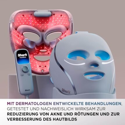 Shark CryoGlow LED Maske, Lichttherapie Maske, Kühlung der Augenpartie, Anti-Aging, Hautklärung, rote/blaue LED, Rotlichtlampe Gesicht, USB-C, Fernbedienung, Schönheitsgeschenke, Kühles Lila FW312EUPL
