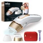 Braun Smart IPL Geräte Haarentfernung Silk·expert Pro 5 — Professionelle Dauerhafte Laser Haarentfernung für Zuhause, Designed in Germany — Inkl. Etui, Venus Rasierer, 3 Aufsätze — PL5321, Weiß/Gold