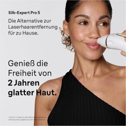 Braun Smart IPL Geräte Haarentfernung Silk·expert Pro 5 — Professionelle Dauerhafte Laser Haarentfernung für Zuhause, Designed in Germany — Inkl. Etui, Venus Rasierer, 3 Aufsätze — PL5321, Weiß/Gold