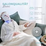 LED-Gesichts- und Nackenmaske mit Nahinfrarot - Blaue, rote Lichttherapie für das Gesicht - 228 LEDs - Hautpflegegerät gegen Falten, Anti-Aging